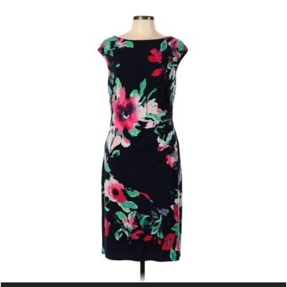 Lauren Ralph Lauren Ruched Side Floral Dress women’s Size 6 - Picture 1 of 7